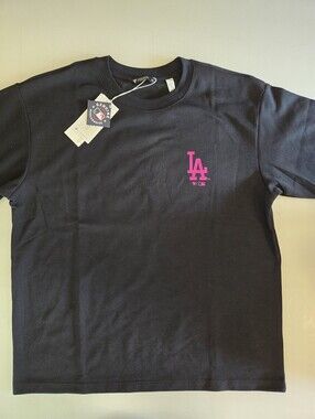 Los Angeles Dodgers Levelwear MLB Black Pink Logo T-Shirt L NWT